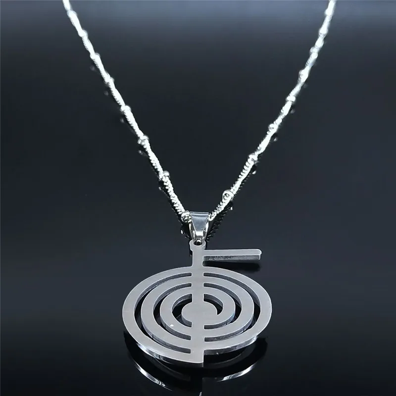 Whirlpool Cho Ku Rei Opal Stainless Steel Chain Necklace Reiki Protection Healing Chokurei Necklace Jewelry cadenas mujer N4242