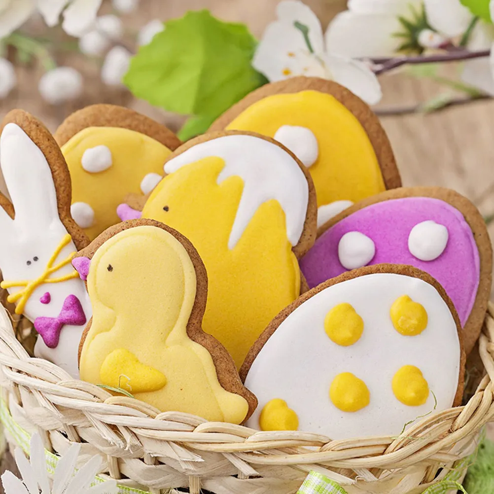 5Pcs Easter Cookie Molds Stainless Steel Biscuit Cutters Reusable Creative Cookie Cutter Molds for Baking Desserts