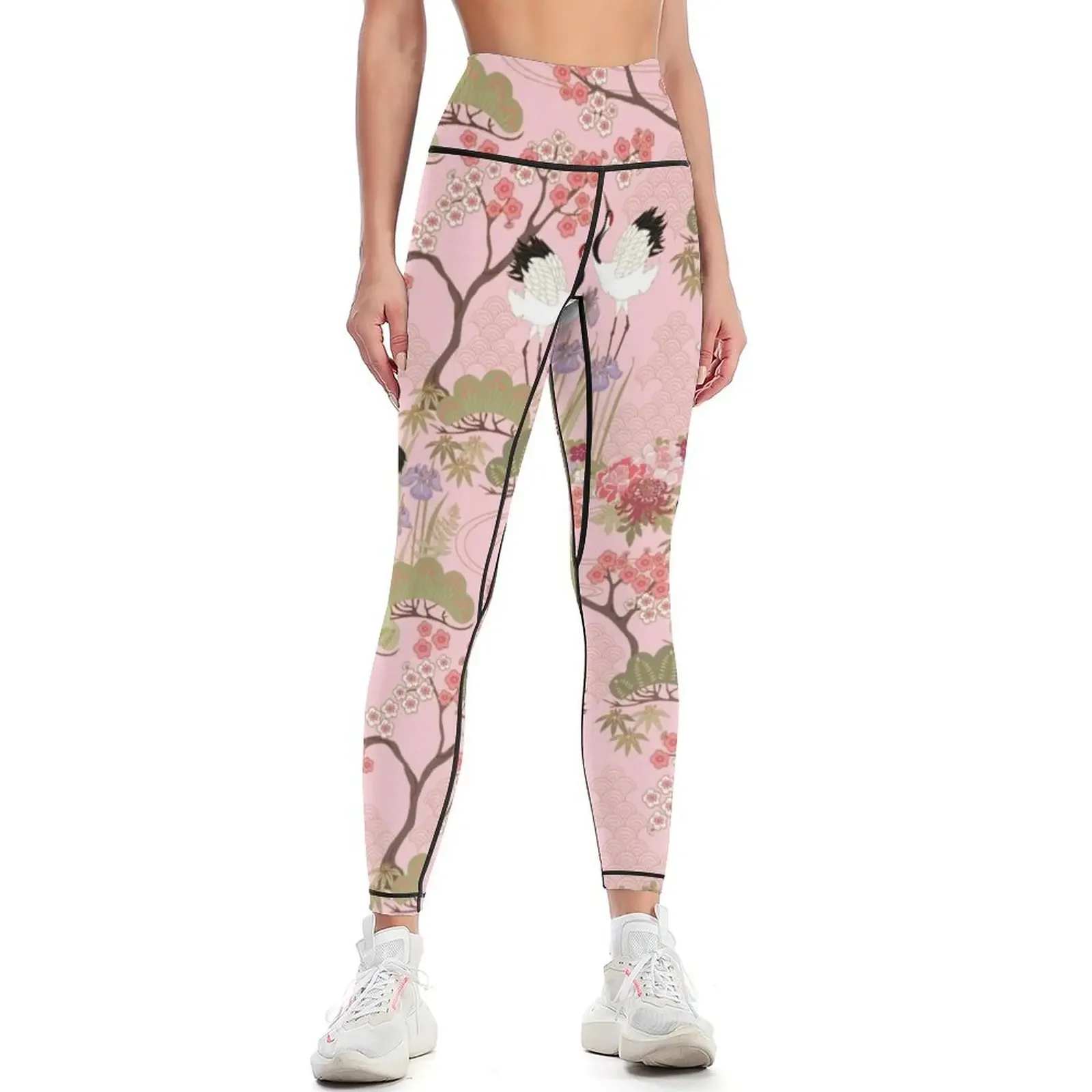 

Japanese Garden in Pink Leggings sport legging gym sportswear woman Tight fitting woman Legging sexy woman Womens Leggings