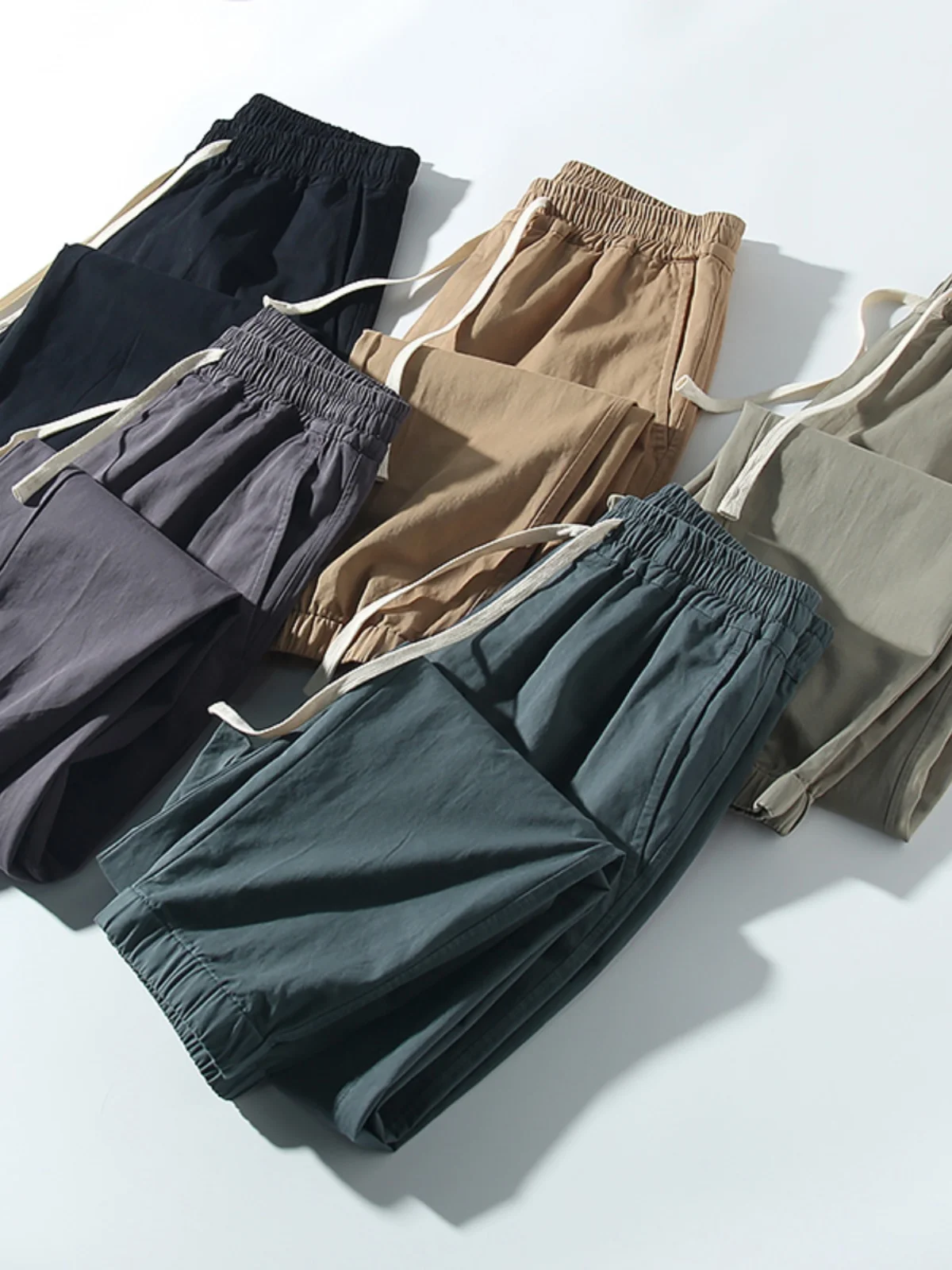 

Retro Streetwear Loose Fit Men's Cargo Pants Pure Color Cuffed Casual Trousers Spring Autumn Seasonal Youth Long Pants