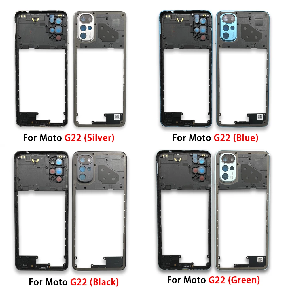 NEW For Moto G22 G52 G71 G82 G50 5G Middle Frame Holder Housing Replacement Repair Parts With Side Button Camera Lens