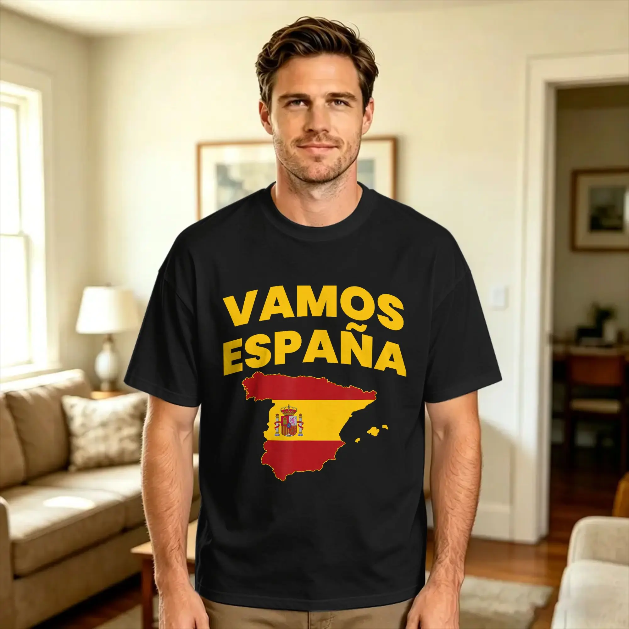 Harajuku T Shirt Vamos Espana Flag Spanish Pride National Colors Cotton T Shirts  Fashion Tshirt for Summer  Short Sleeve Tops