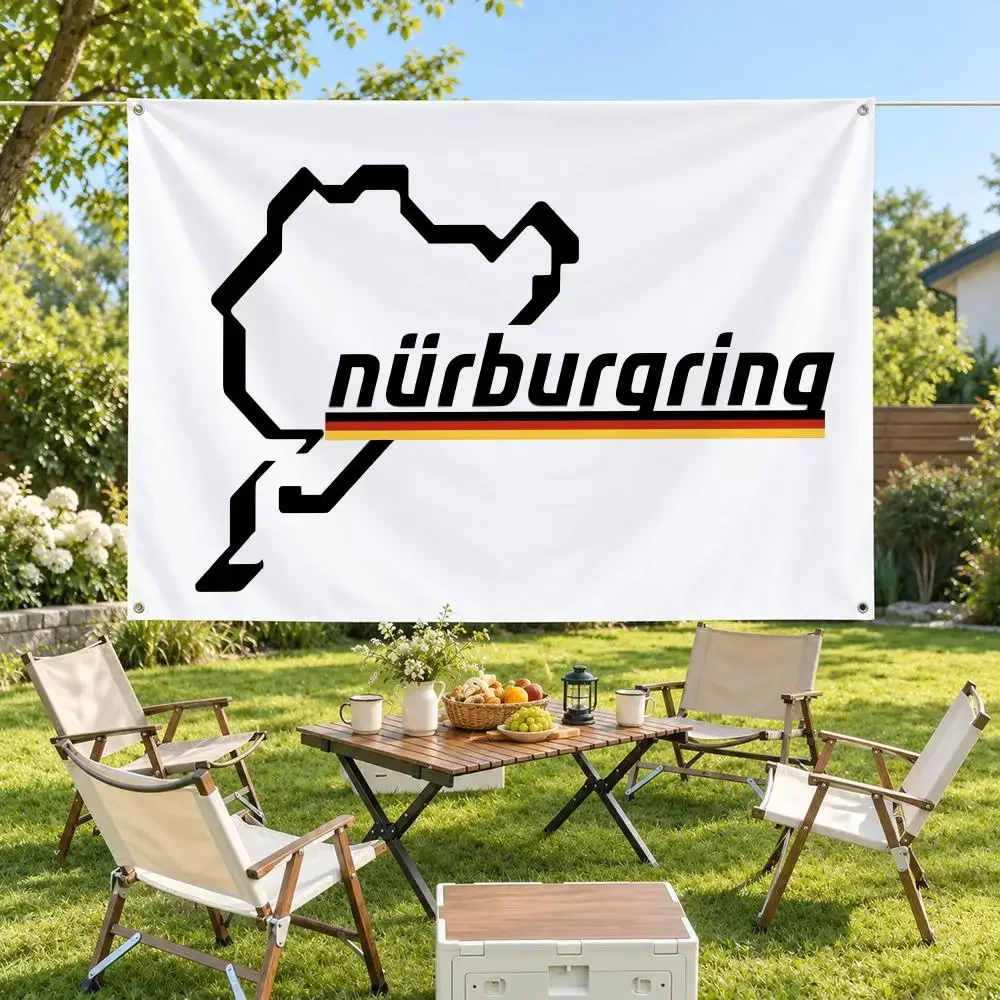 Race Track Nurburgring Flags Modern Fabric Banner Pennants Bedroom Garden Party Birthday Wall Ornament Decor