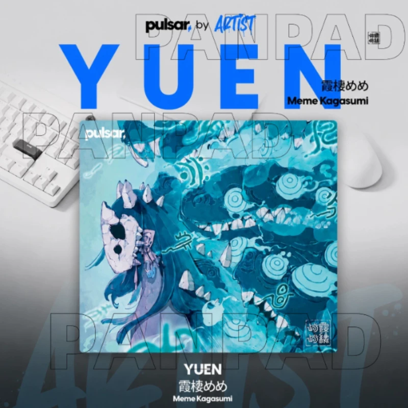 Pulsar X YUEN Anime Tempered Glass Mouse Pad Replica Customized Esports Game Mouse Pads FPS Table Mat for Keyboard Accessories
