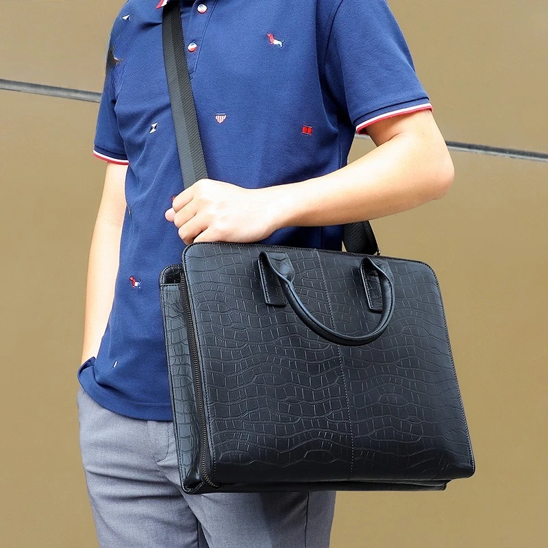 Men Business Genuine Leather Briefcase Handbag Travel Commuter Document Bag Office Laptop Bag