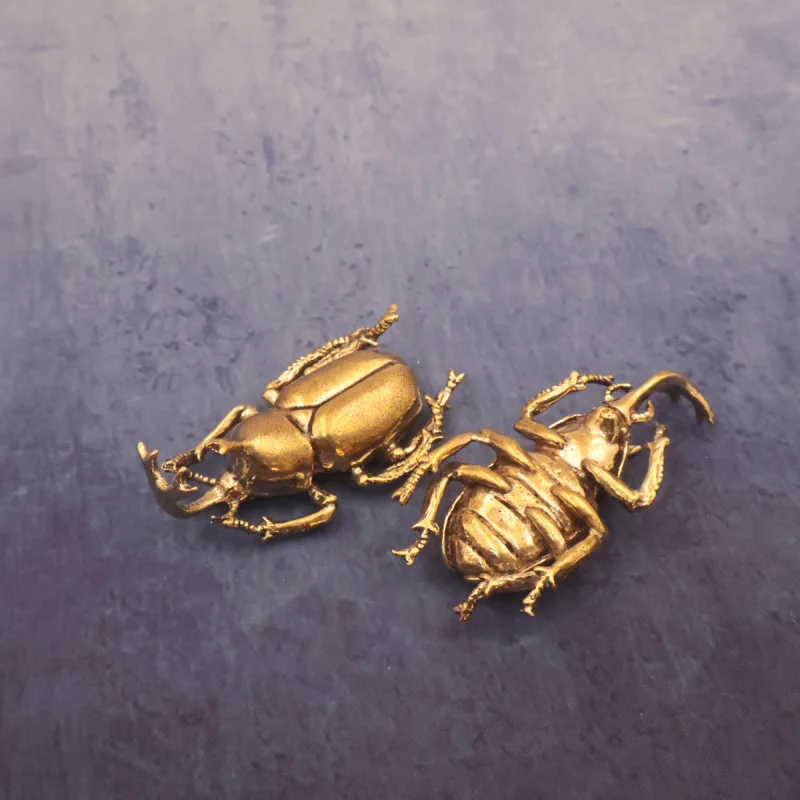 Brass Unicorn Fairy Beetle Desktop Ornament Insect Sculpture Craft Tea Pet Decoration Old Bronze Artifact