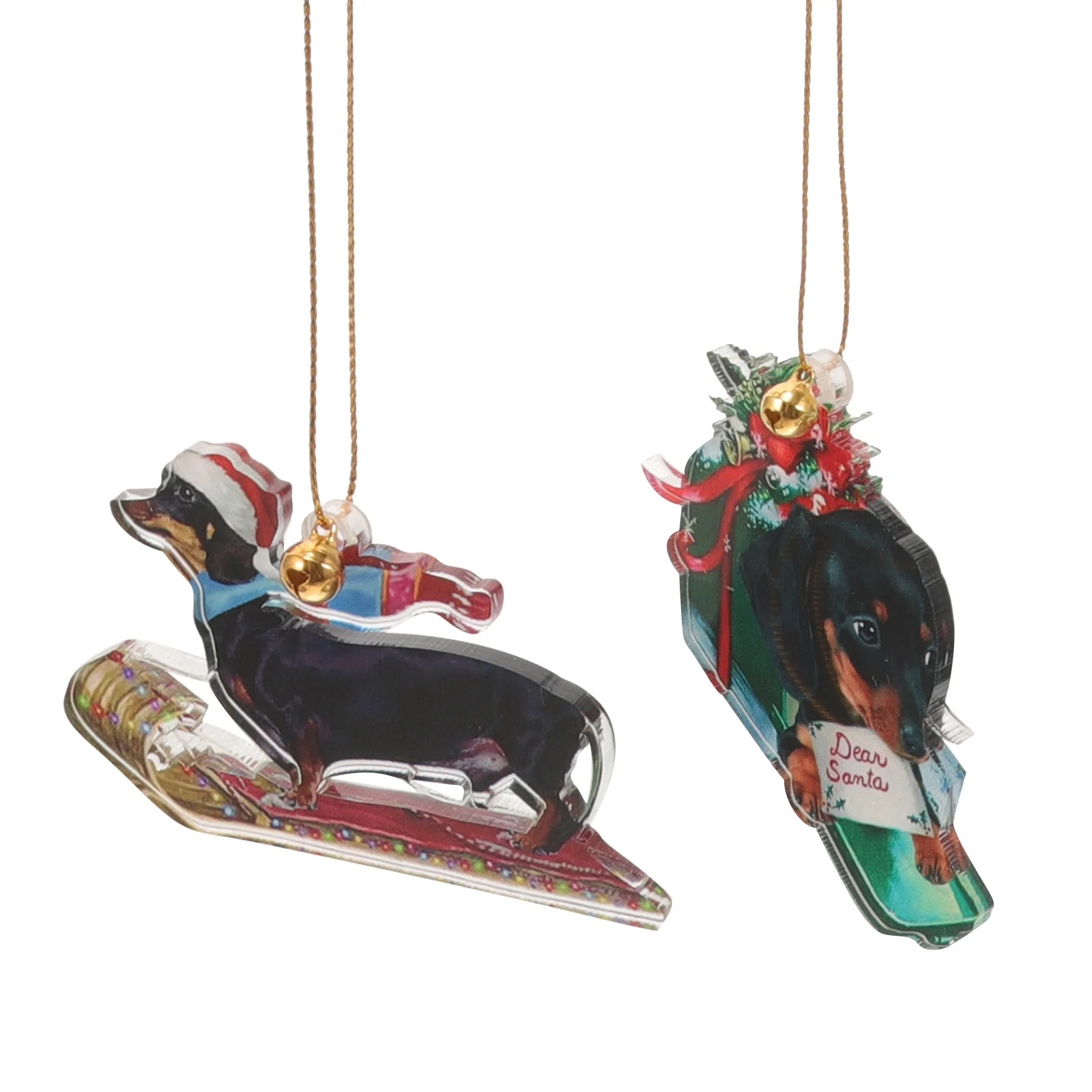 

2Pcs Dachshund Christmas Tree Pendant Xmas Sausage Dog Hanging Decors for Car Party Home Christmas Decoration Party Decorations