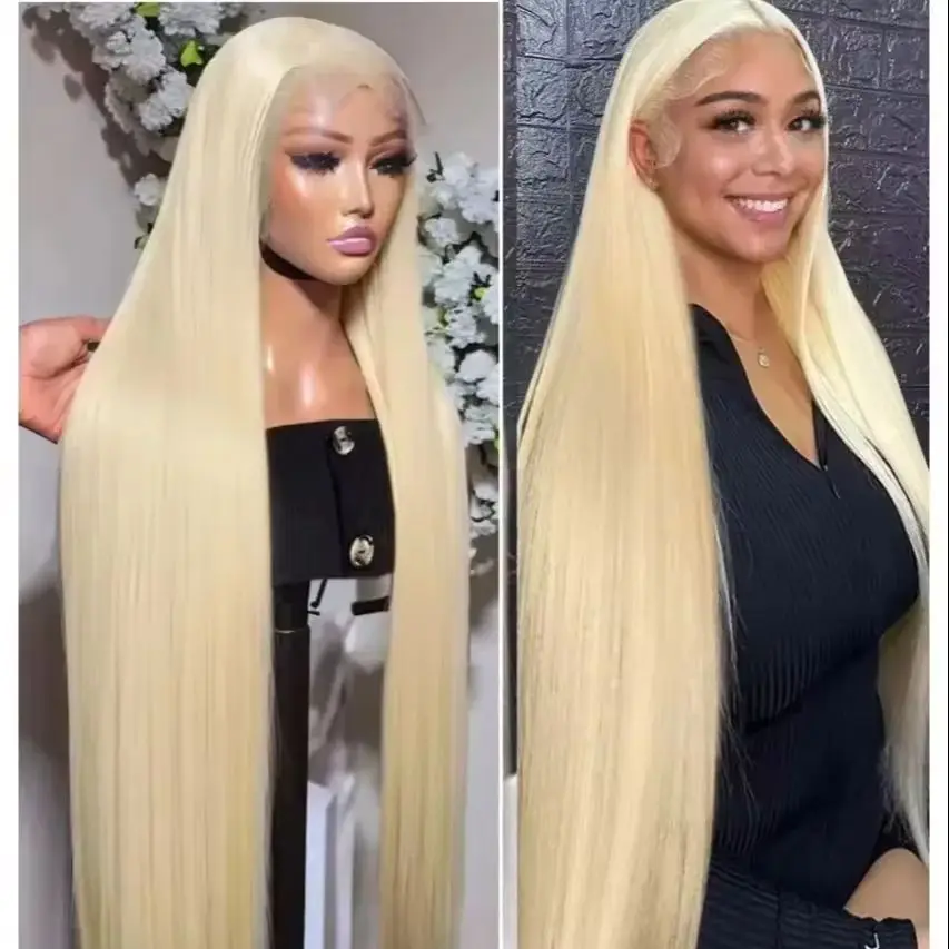 200 Density 36 Inches 13x6 HD Transparent Lace Front Wigs 613 Blonde straight Wig  human hair