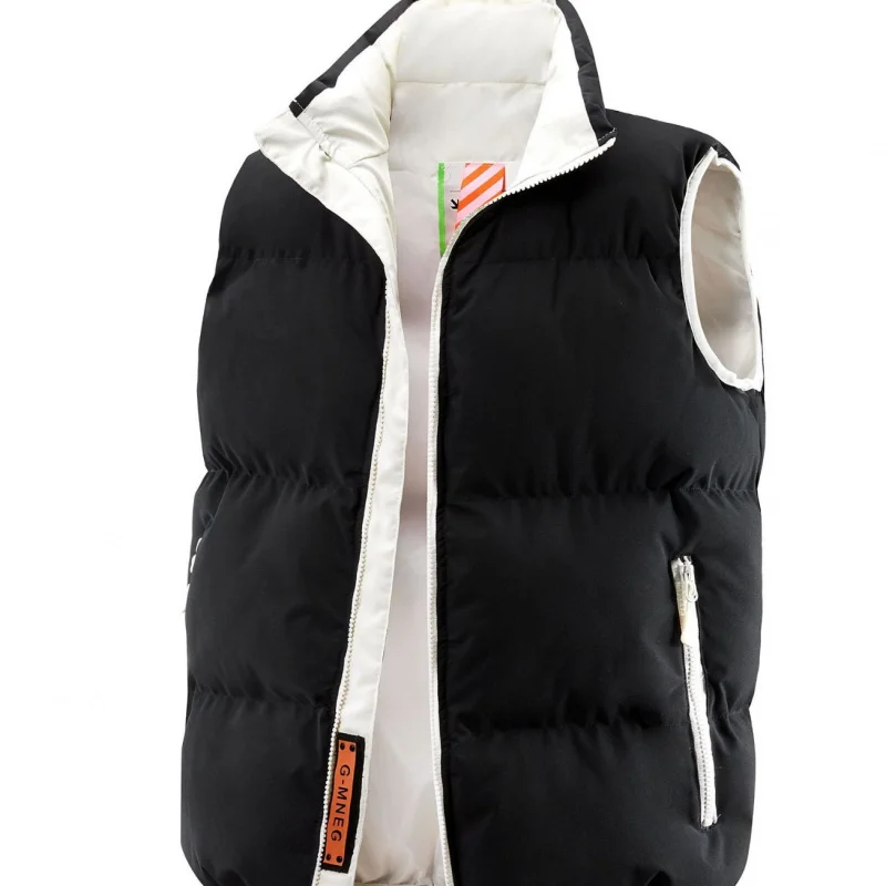 Minsu Stand Collar Vest for Men, Autumn and Winter Thickened Warm Down Cotton Vest, Trendy Versatile Couple Cotton Vest