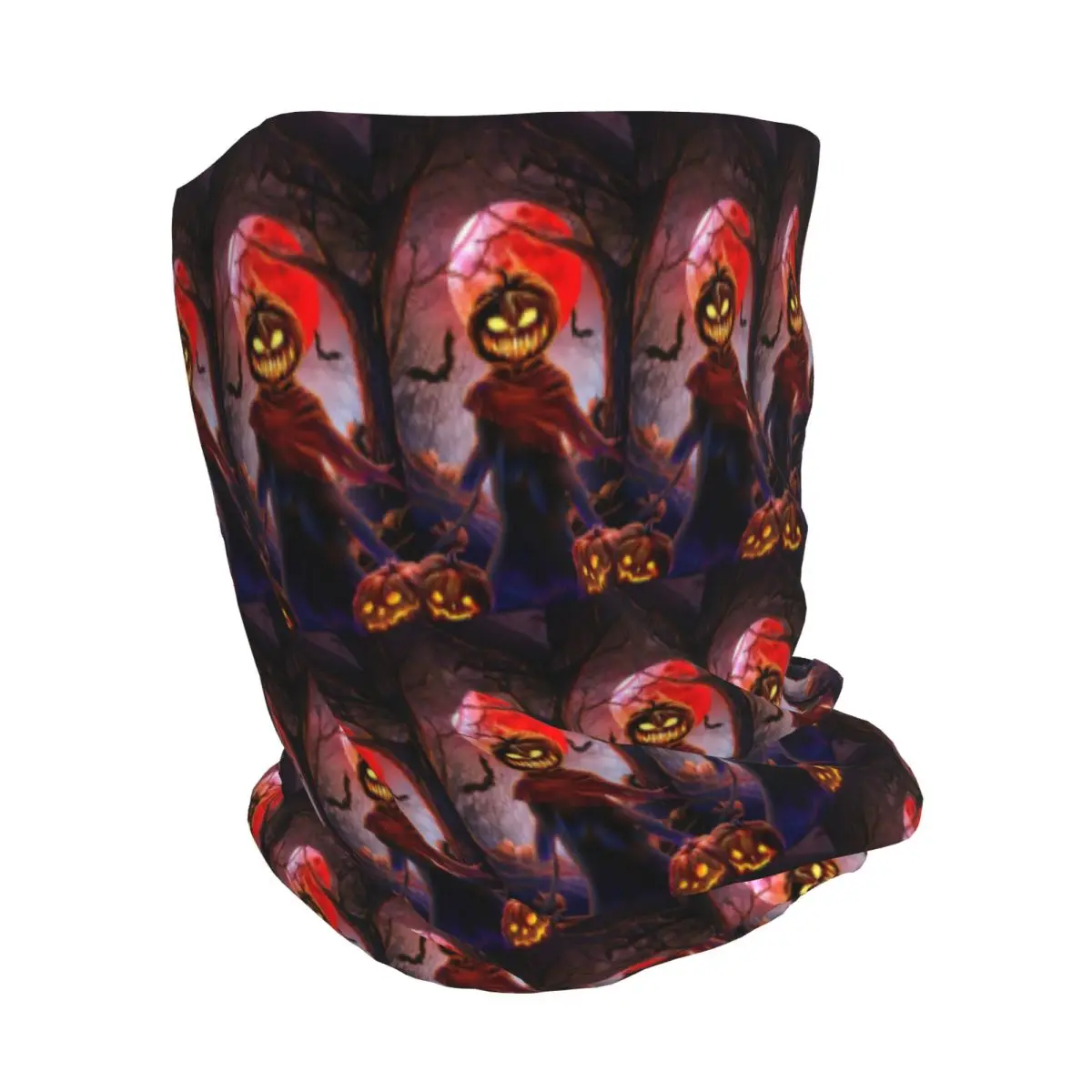 Halloween Pumpkin Scarecrow Bandana Neck Cover Wrap Scarf Multi-use Balaclava Beanies Hat for Men Women Adult Winter