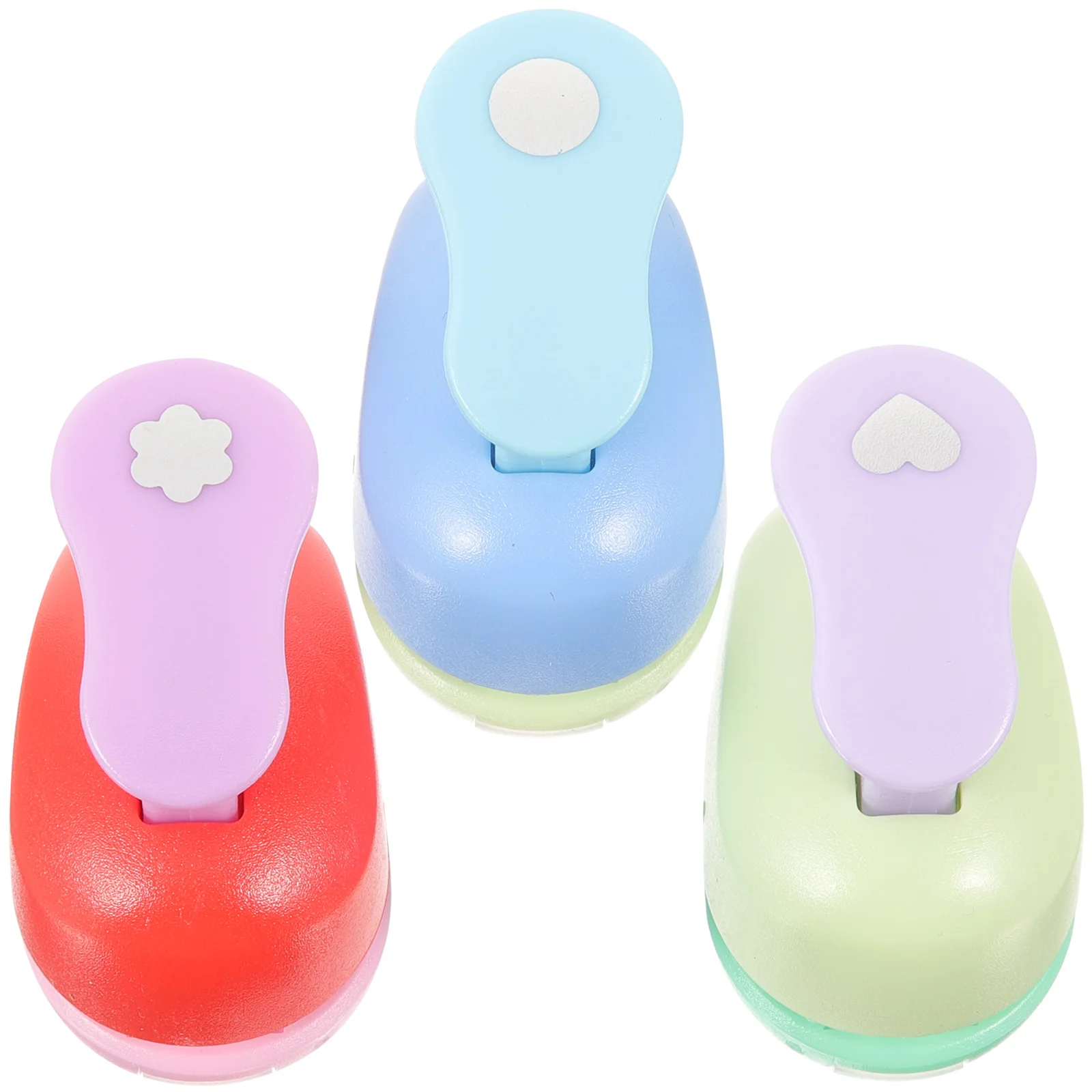 

3 Pcs Lever Press Paper Punch Circle Heart Flower Shape Craft Kit Scrapbooking Tool Kids Art Supplies Creative for School