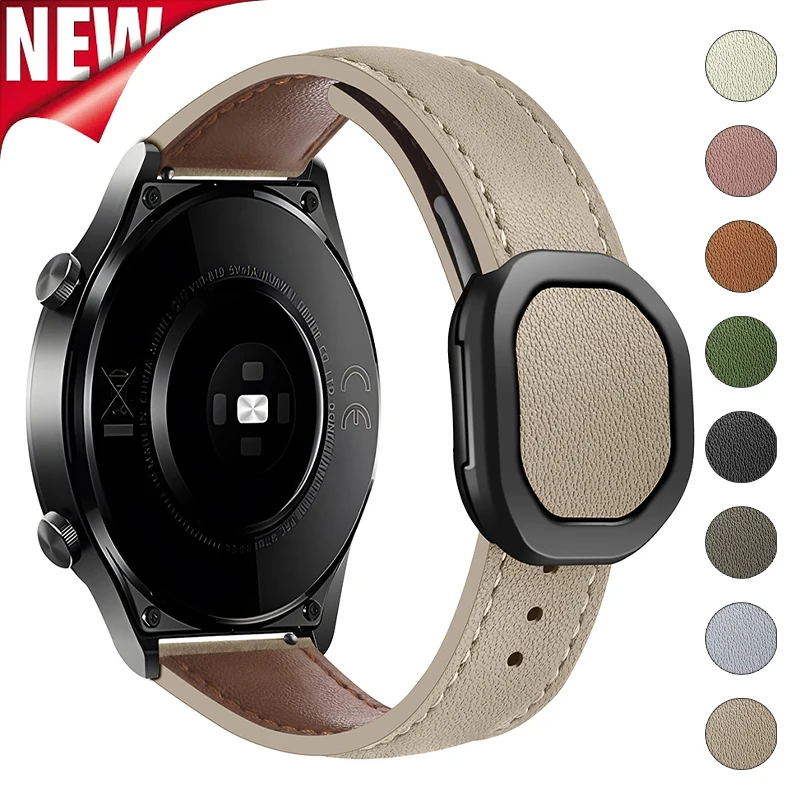 

22mm 20mm Leather Silicone Strap for Samsung Galaxy Watch 6/5/4 44mm 40mm Magnetic Band Bracelet Galaxy Watch 6Classic 43mm 47mm