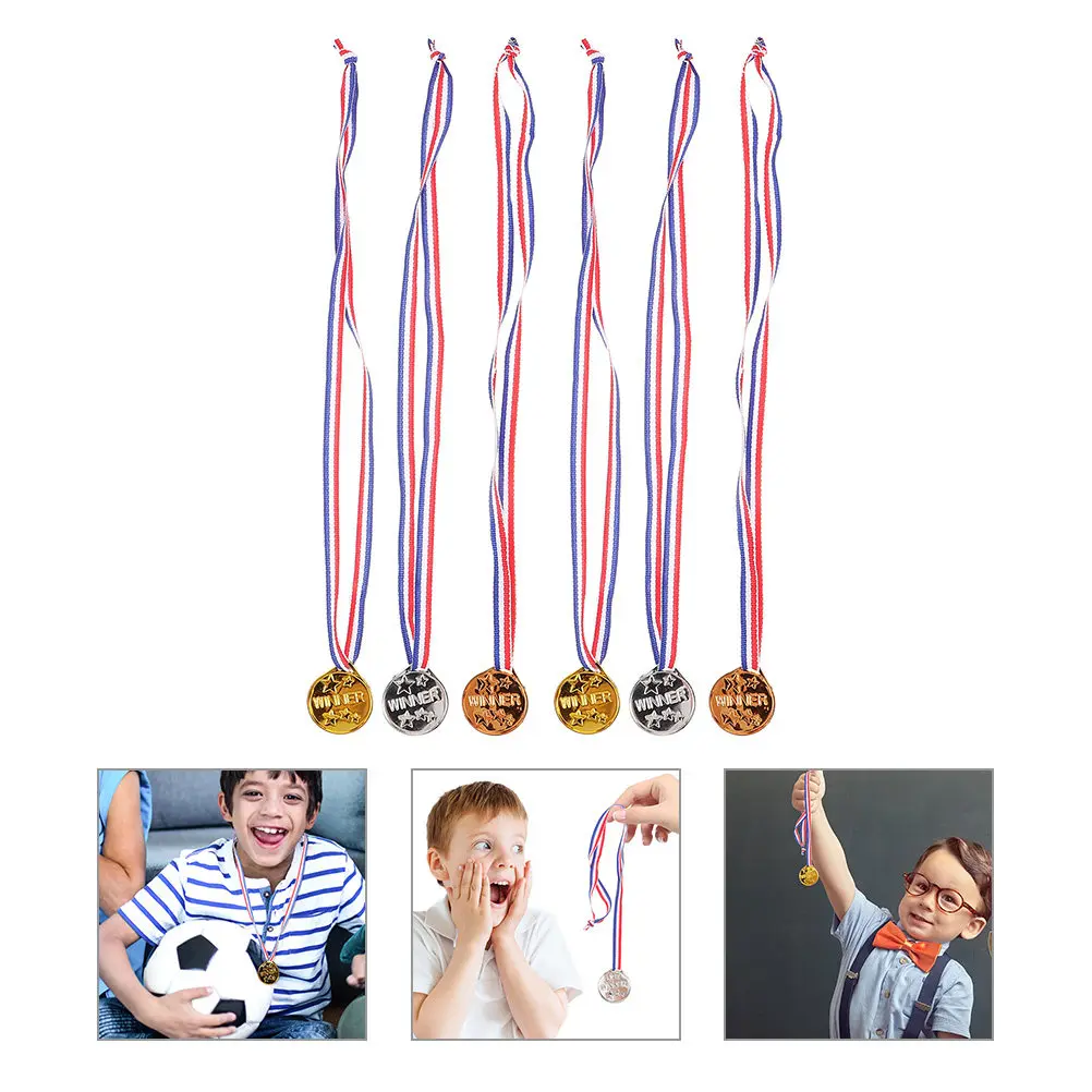 6 Stück Medaillenbänder, Auszeichnungsmedaillen, Partygeschenke, farbige Belohnungen für Kinderwettbewerbe