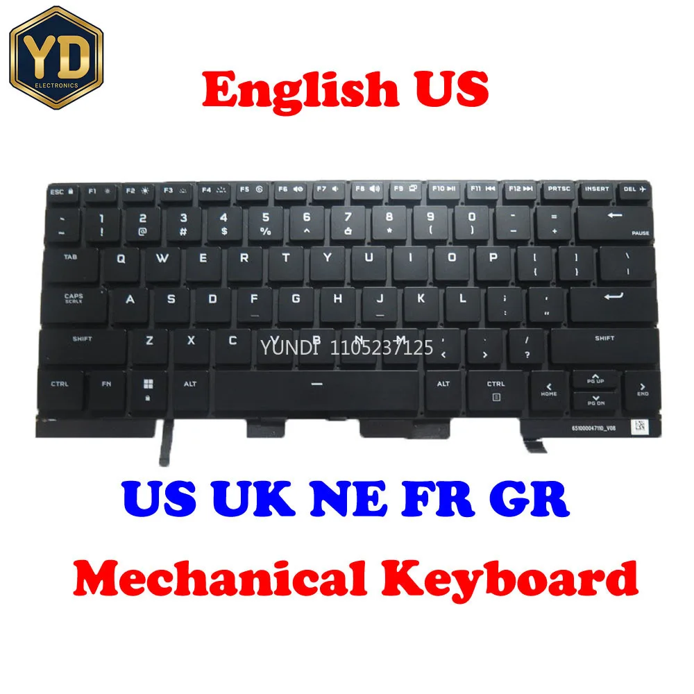 YD Laptop RGB Backlit Keyboard NBLDW KBDR01A008 PKNR254FS 911100216810 KBDR01A008 PKNR254FS 911100216810 French FR German Black