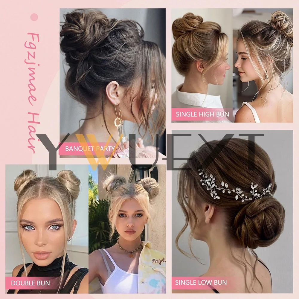 Kuncir Rambut Manusia, Aksesoris Rambut, Rambut Asli Brasil, Ikat Rambut, Updo, Donut Chignon, Ekstensi Rambut Manusia untuk Wanita