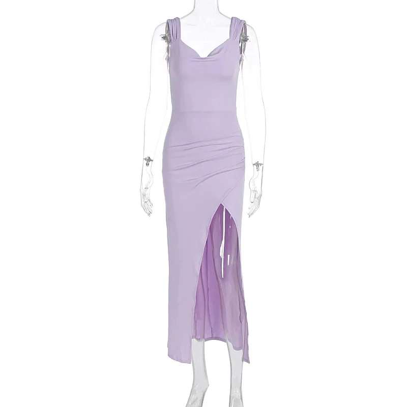 Sexy magro ajuste vestidos de noite feminino sem costas vestido de verão chique fenda vestido robes festa clube vestidos moda roupas femininas