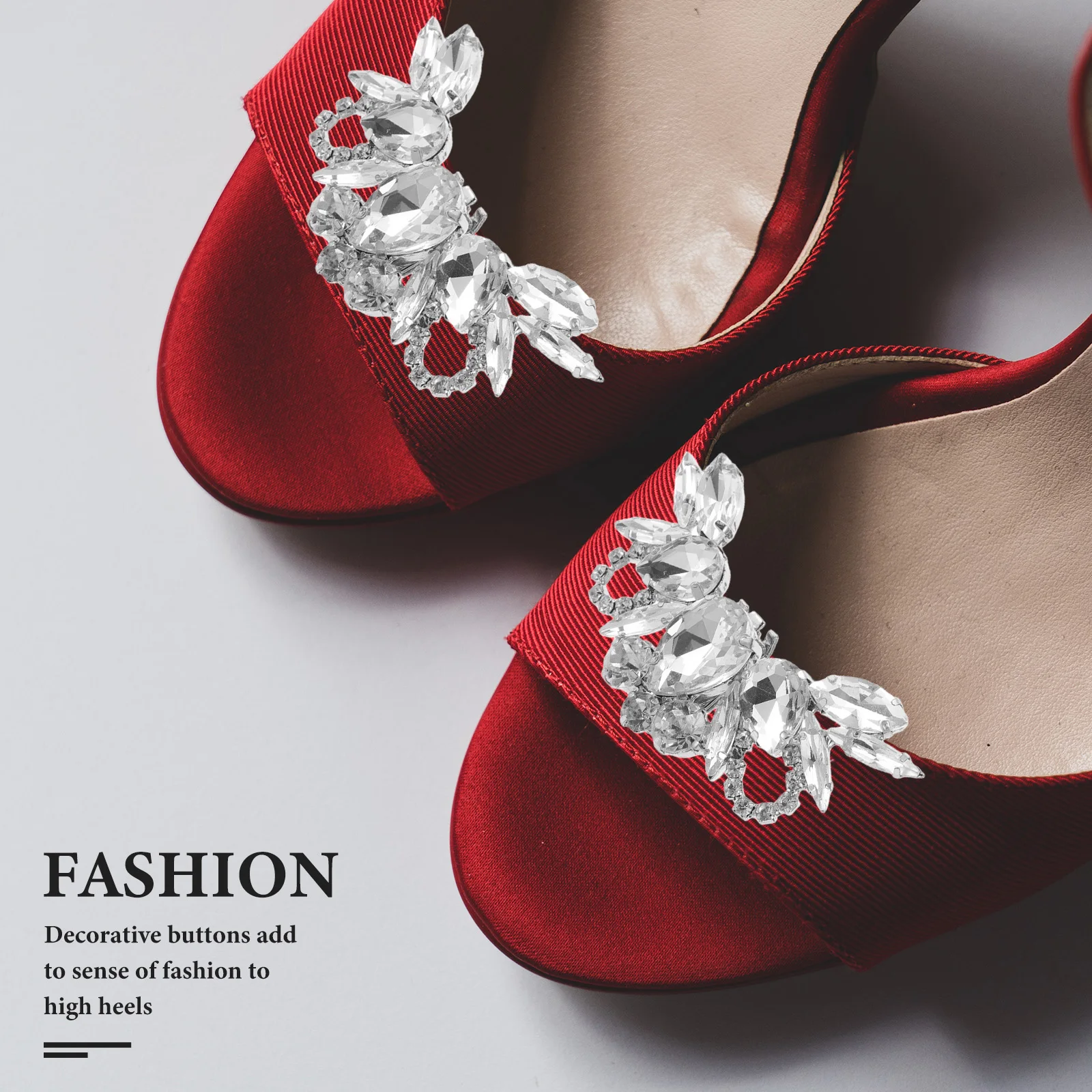 

2 Pcs High Heel Shoe Buckles Rhinestone Clips Metal Zinc Alloy Decorative Charms for Bridal Wedding Sandals Flats Heels Show