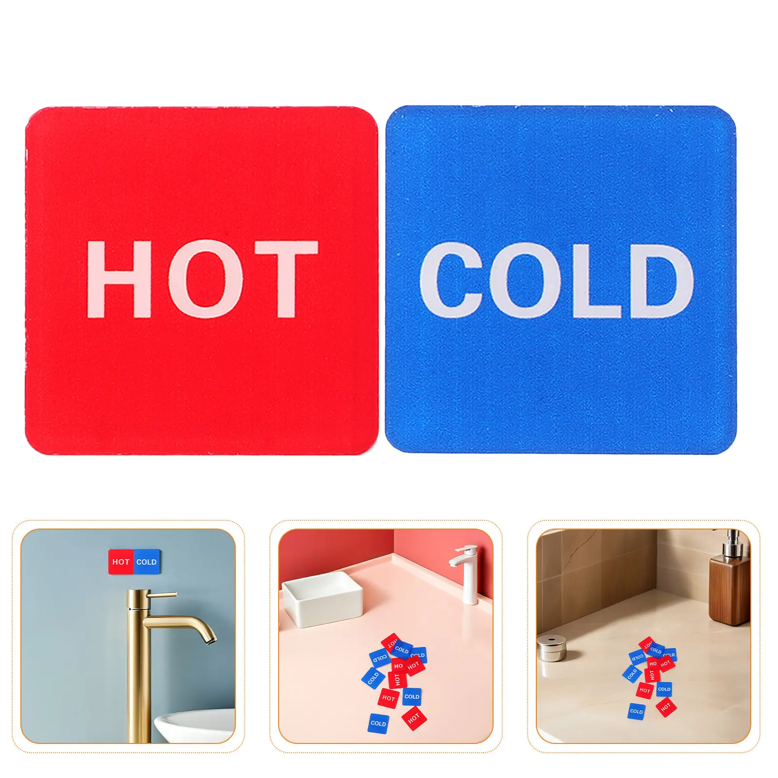 20Pcs Hot Cold Water Identification Labels Self Adhesive Acrylic Waterproof Temperature Signs for Business Home Bathroom Toilet