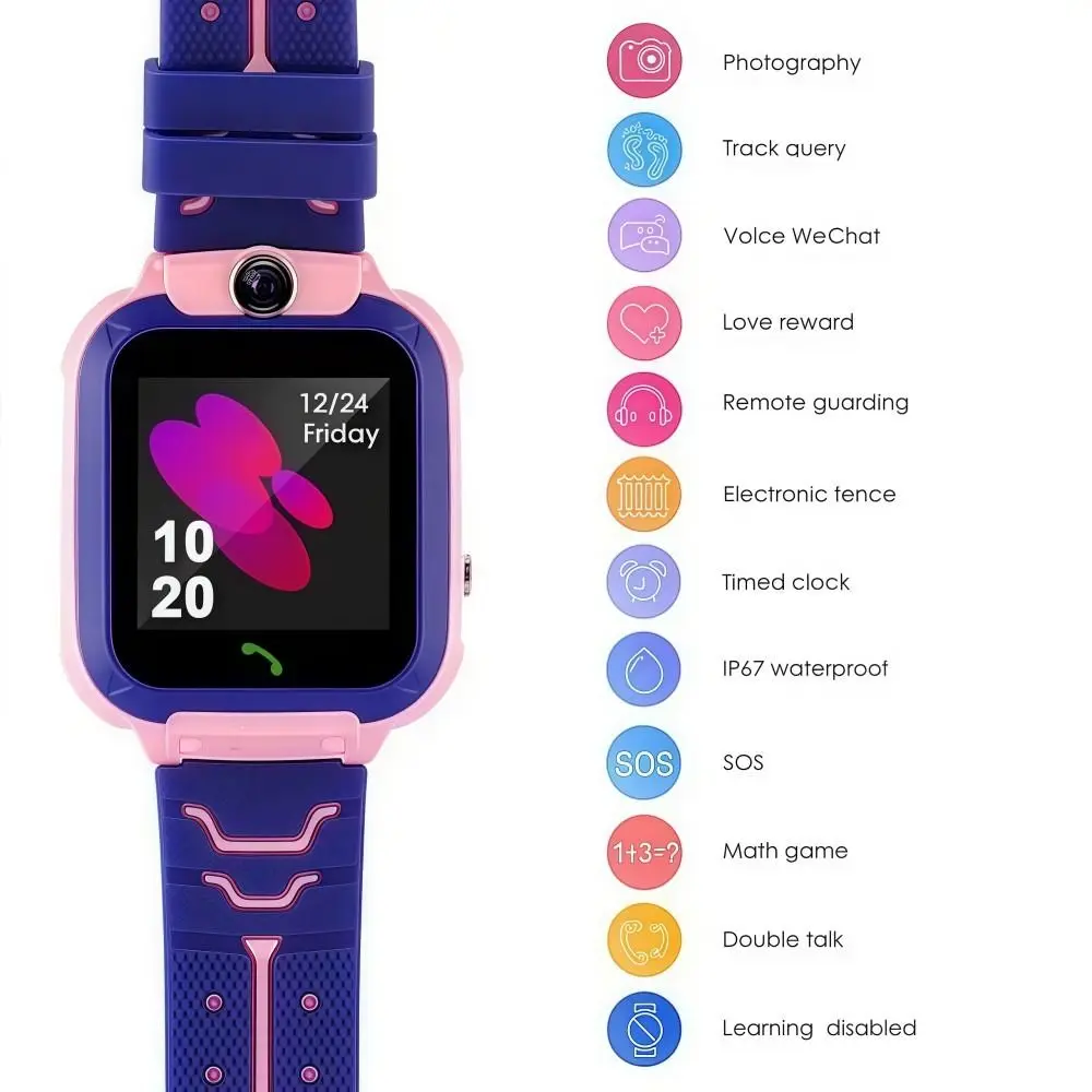 Reloj inteligente Q12 4G resistente al agua para niños con llamada, SOS, cámara con sistema de posicionamiento, reloj para teléfono, tarjeta Sim multifuncional