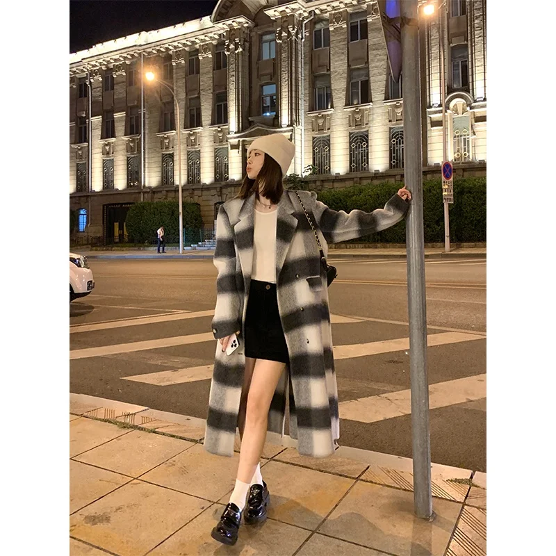 

Шерстяное двустороннее пальто Kong Li ain Cheered, женское, осенне-зимнее, новое, средней длины, с эффектом высококачественной шерсти