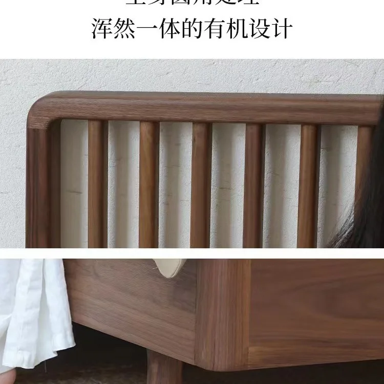 カスタマイズ可能な新しい中国ダブル北米ブラックウォールナットモダンシンプルマスターベッドルーム1.8メートルベッド