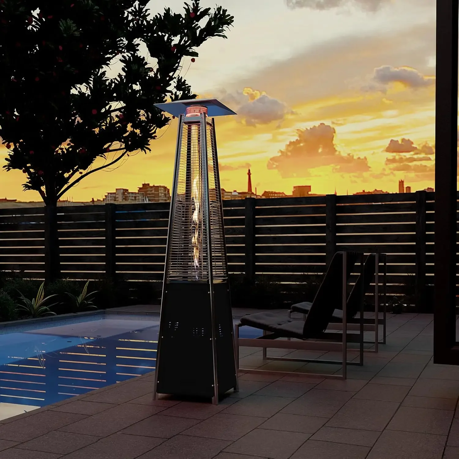 Propane heater, Patio heater with lid, Propane pyramid heater for outdoor ester heater