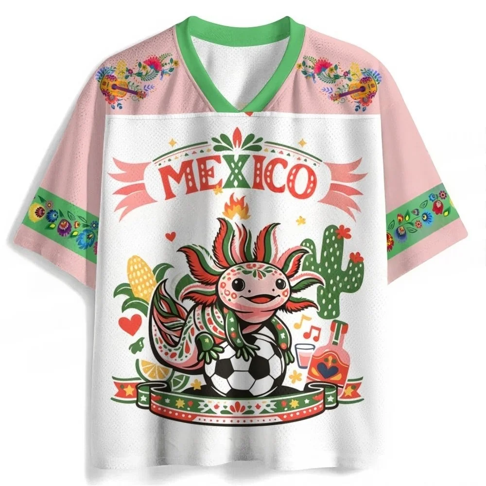 Mexican Hexagonal Dinosaur Cactus Football Baseball Shirt Casual Sports Men and Women Supporting Short Sleeves