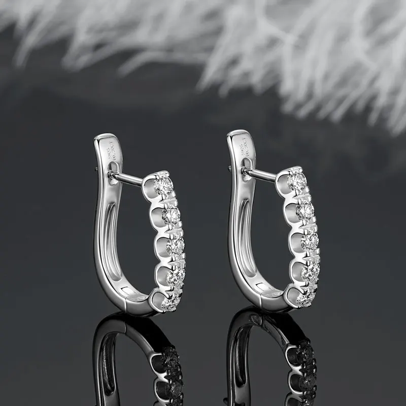 

Серьги-кольца IOGOU Classic с одинарным рядом U-образных элементов, 2,5 мм, с муассанитом, для женщин, из серебра 925 пробы, для повседневной носки, изысканные ювелирные изделия, подарок, тренд 2026 года