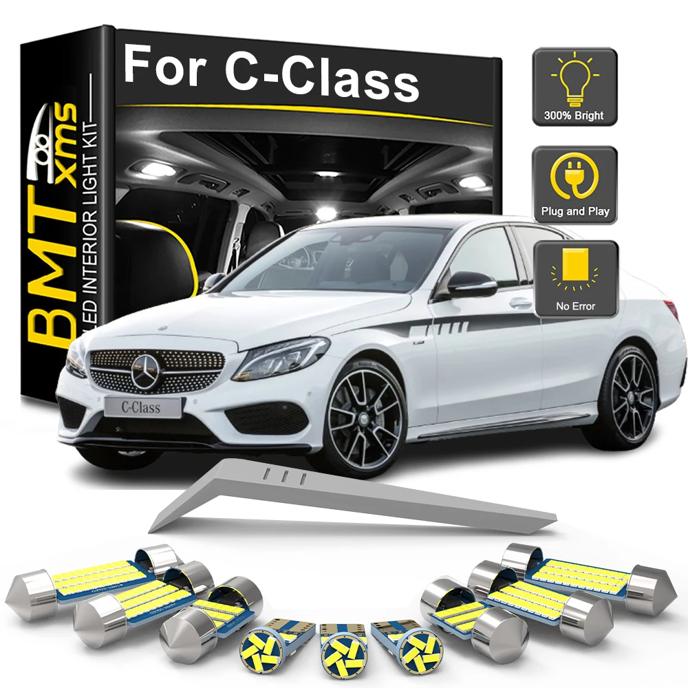 

BMTxms 11PCS For Mercedes Benz C Class W202 S202 C200 C230 C250 1993-1997 1998 1999 2000 Car LED Interior Light Bulb Kit Lamp