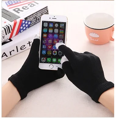 Winter Touch Screen Gloves Women Men Warm Stretch Knit Mittens Imitation Wool Full Finger Gloves Smartphone Touch Screen Gloves