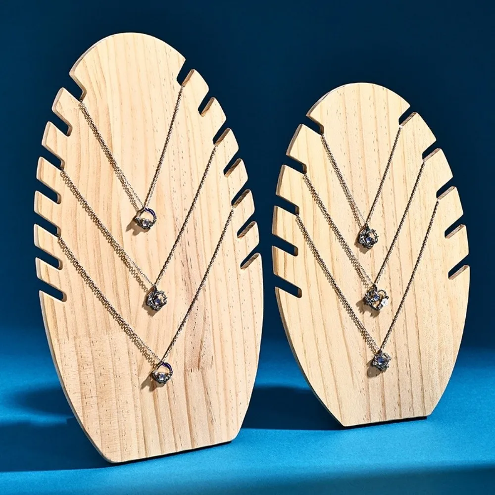 Wooden Flame Shape Necklace Display Board Stable Vintage Pendant Organizer Shelf Simple Jewelry Necklace Display Stand