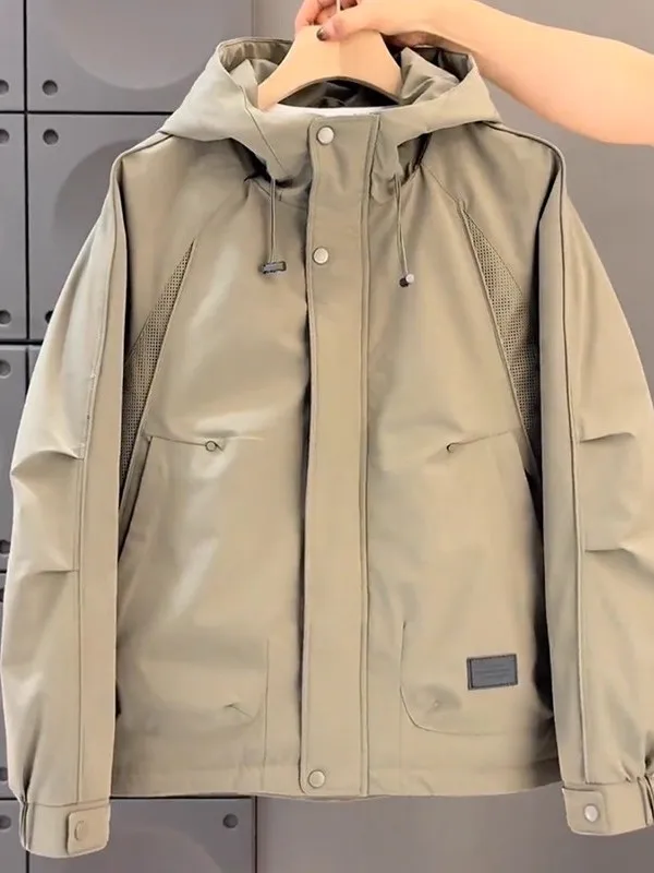 

Autumn Winter Men's Hooded Jaet Casual Cotton Padded Coat Youth Faion Polyester Fiber Inner Liner Warm Thiened Zipper