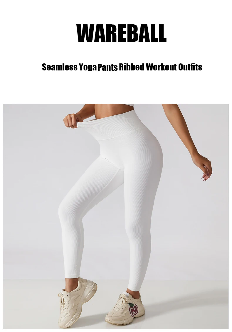 WAREBALL Hohe Taille Yoga Hosen Neue Rippen Nahtlose Gym Leggings Sport Frauen Fitness Weibliche Legging Bauch-steuer Laufhose – Detail 2