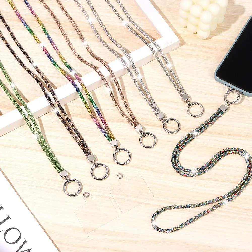 Fashion Keychain Bright Crystal Anti-lost Rope Rhinestone Phone Lanyard Hanging Cord Chain Straps