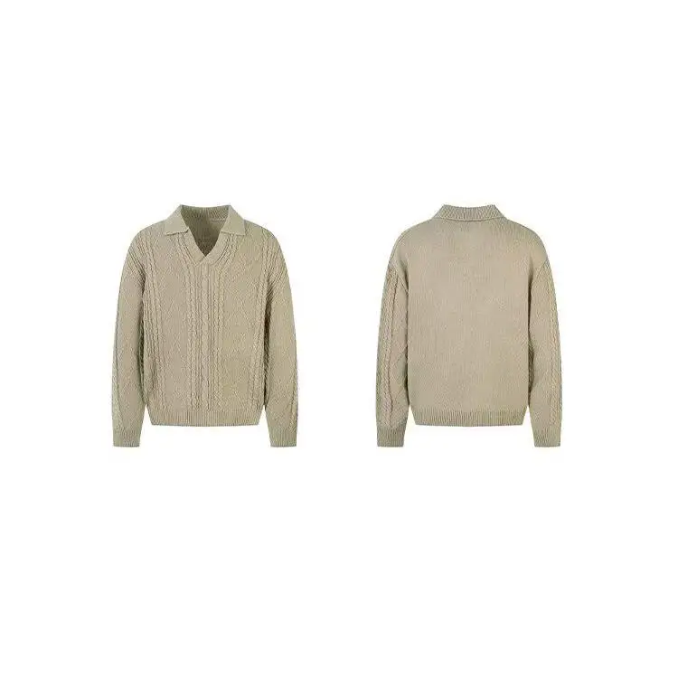 

Повседневный вязаный свитер в американском стиле ретро с v-образным вырезом, мужской цветной открытый кардиган, свободная зимняя верхняя одежда, полиэфирное волокно