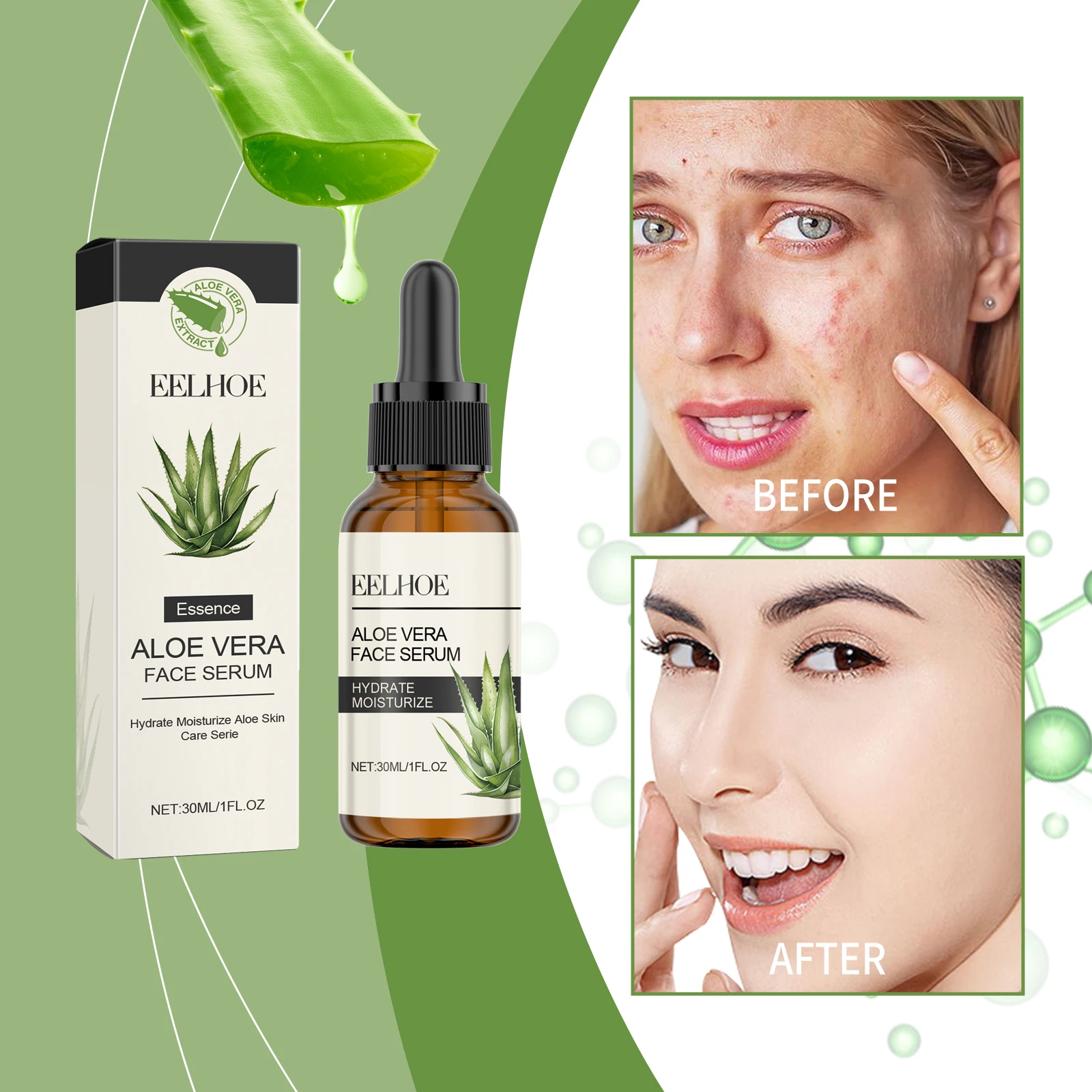 

EELHOE Эссенция для ухода за кожей алоэ быстро впитывает, глубоко увлажняет кожу и слежает влагу