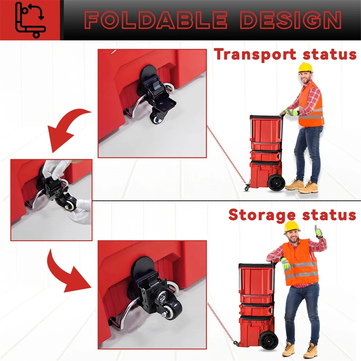 

AB06 Caster Wheel Kit for Rolling Tool Box, Steel Construction Front Swivel Wheels Accessories
