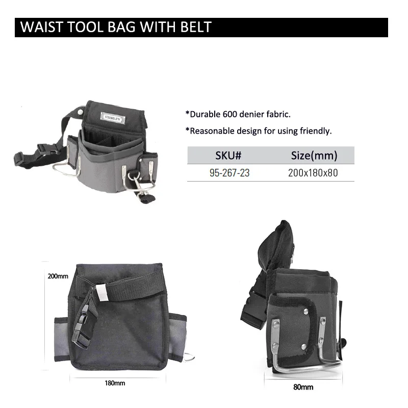 O50  carpenters tool waist bag storage hammer holder bags work pocket gadget utility pouch with adjustable belt electricians