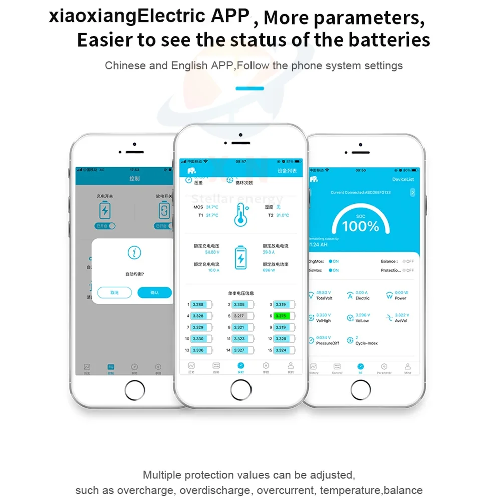 lifepo4 48 فولت 100 أمبير   بطارية ليثيوم مع تطبيق BMS بلوتوث عاكس لتخزين الطاقة الشمسية وعجلتين طاقة السيارة الصغيرة #4