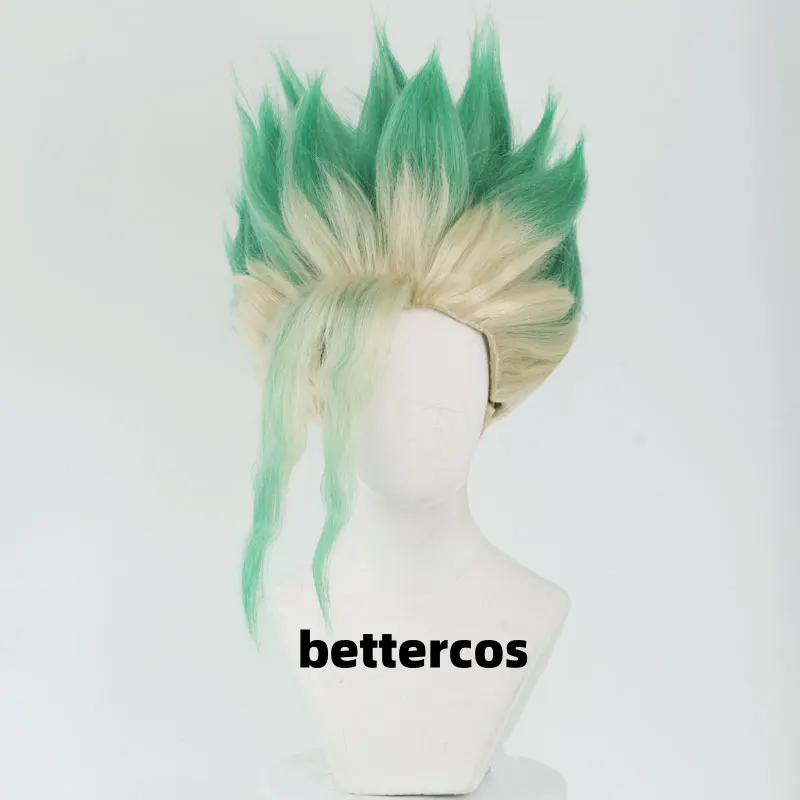 Anime Stone Senku Ishigami Cosplay Wig Kohaku Senku Ishigam Green Hair For Hallowmas Carnival Adult Prop