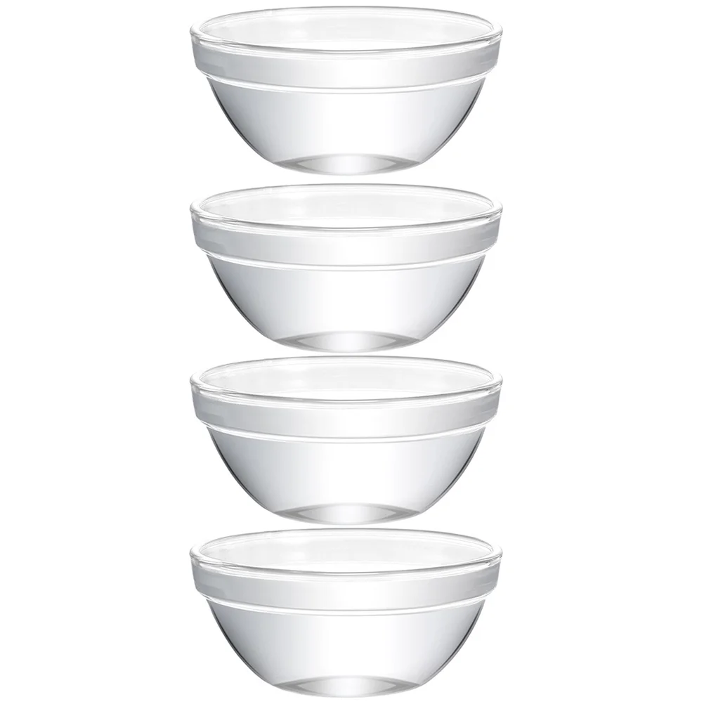 4Pcs Premium Glass Bowls Clear Transparent Multi-Function Food Storage Pudding Dessert Kitchen Accessories Glass Ramekins