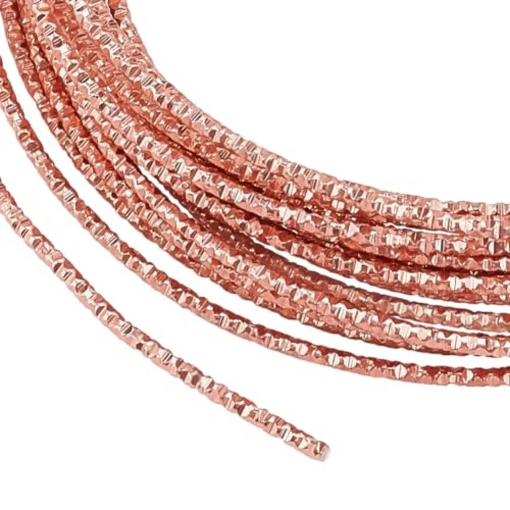 1Roll 32.8 Feet 12 Gauge Rose Gold Textured Aluminum Wire Diamond Cut Round Aluminum Craft Wire for Ornaments Making and Other