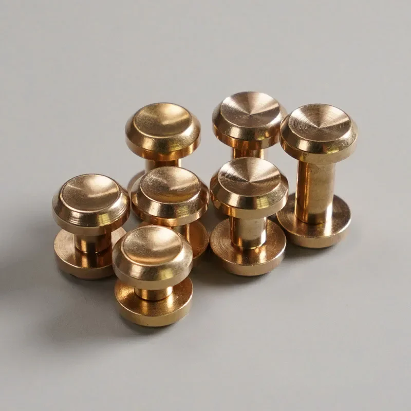 10pcs Solid Brass Concave Surface Round Nipple Head Button Stud Screws 10mm Bag Screws Nail Rivet for DIY Leather Craft