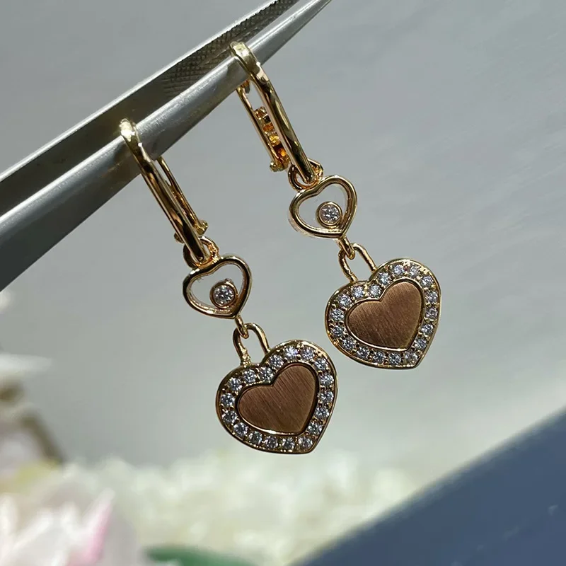 High Quality Love heart Zircon Lassa Ear Studs Earrings For Women Luxury Fine Jewelry