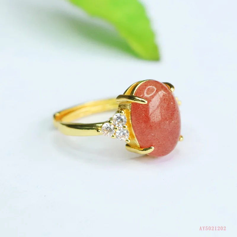 

Natural Crystal Ring Strawberry Crystal Ring Finger Ring Sweet Jewelry