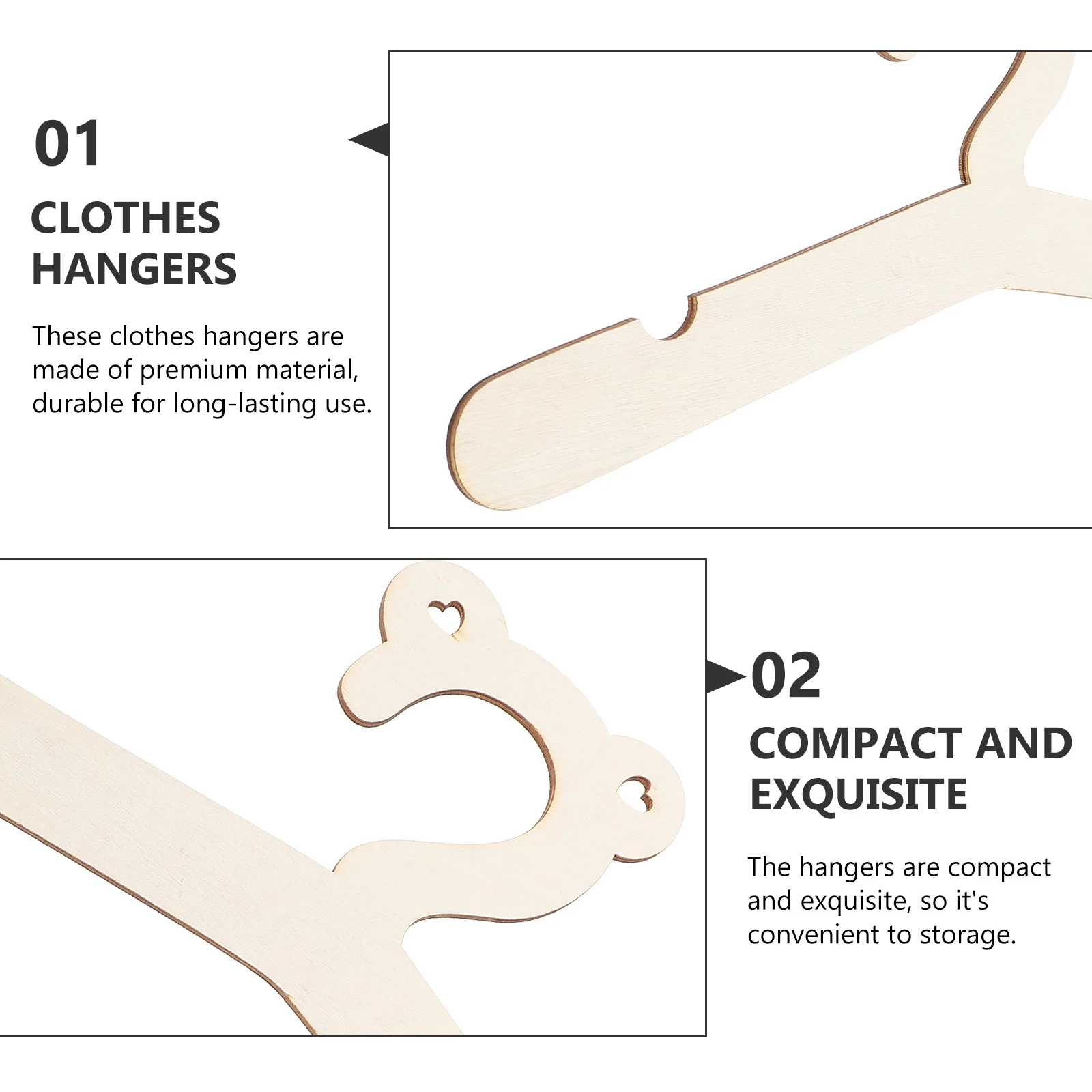 

2Pcs Wooden Hangers DIY Hanger Ornament Baby Clothes Hanger Strong Pants Shirts Together Photo Prop Closet Organizing