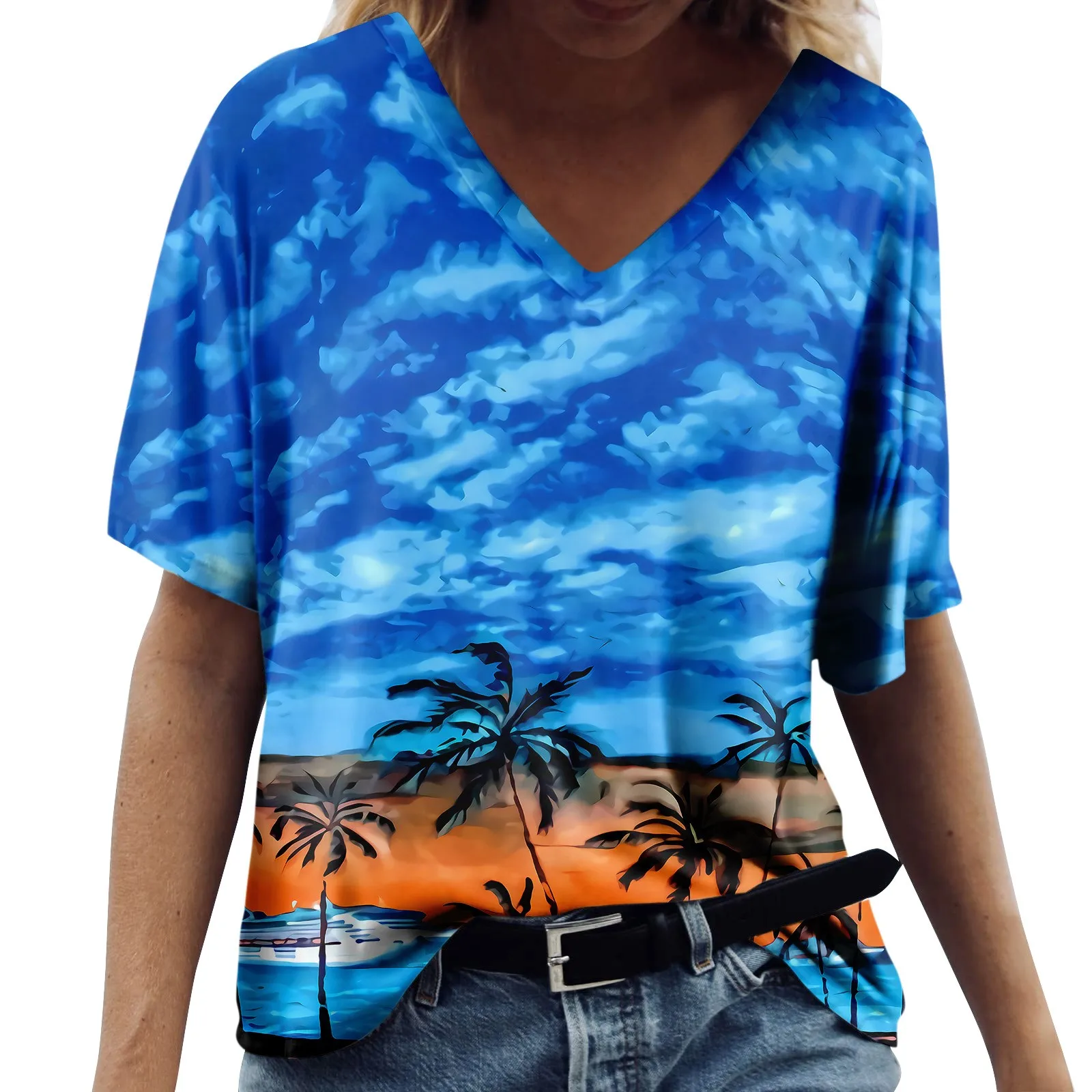 Summer T Shirts For Women Short Sleeve Tee 3d Print T-shirts Casual Beach Holiday Blouse Oversized Hawaiian T Shirt