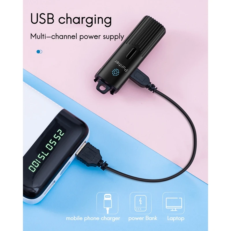 Purificador de aire para colgar en el cuello, minigenerador portátil de iones negativos para el coche y el hogar