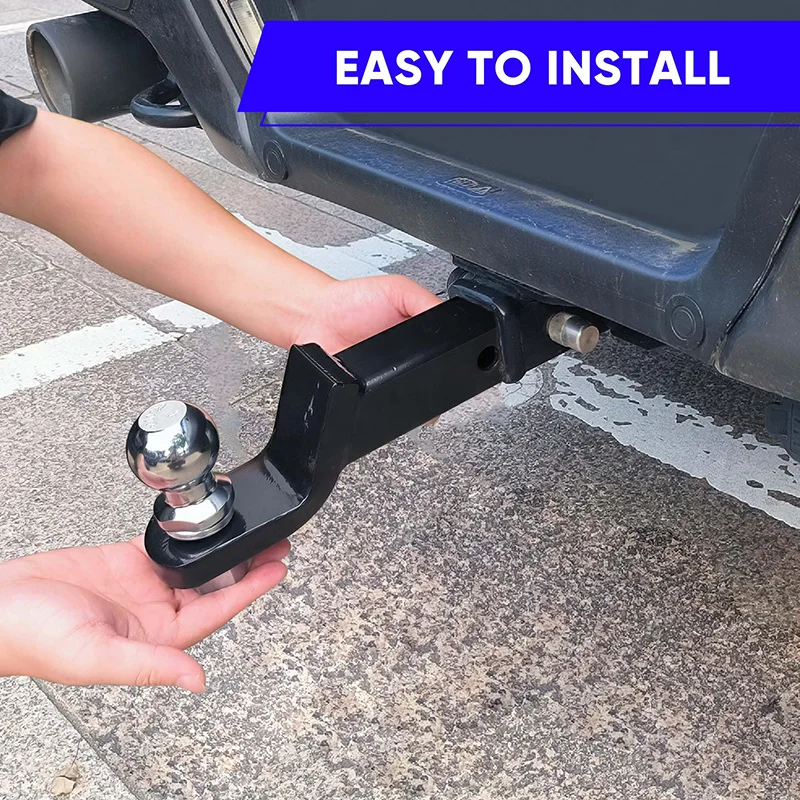 2 Inch Square and Ball Mount Towing 2 Inch Starter Kit Drop2“ Trailer Arm 6000 lb Chrome Silver Trailer Ball 5/8 