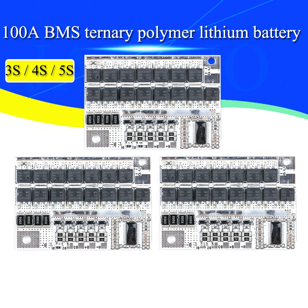 3S/4S/5S BMS 12v 16.8v 21v 3.7v 100A Li-ion Lmo Ternary Lithium Battery Protection Circuit Board Li-polymer Balance Charging